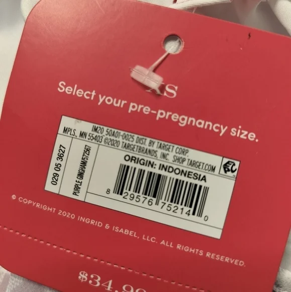 (1643)Isabel Maternity Purple Gingham Spring Maxi Dress Size XS - Picture 7 of 8